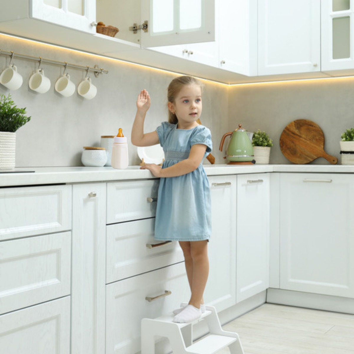 A helpful 4-year-old girl